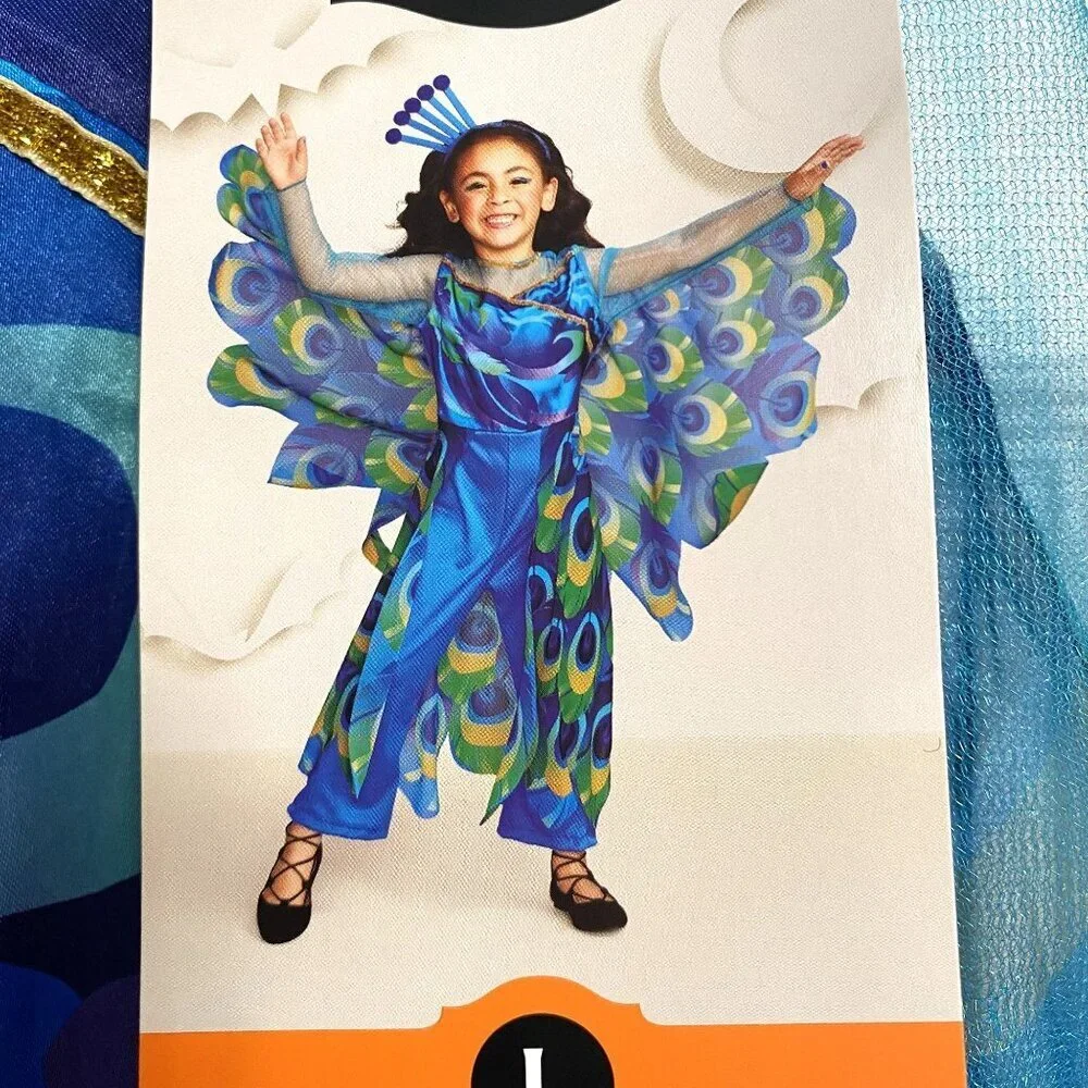 Target Kids' Posh Peacock Halloween Costume Jumpsuit with Headpiece Size Lg - Picture 3 of 11